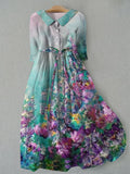 Judith - Lace-Up Floral Midi Dress