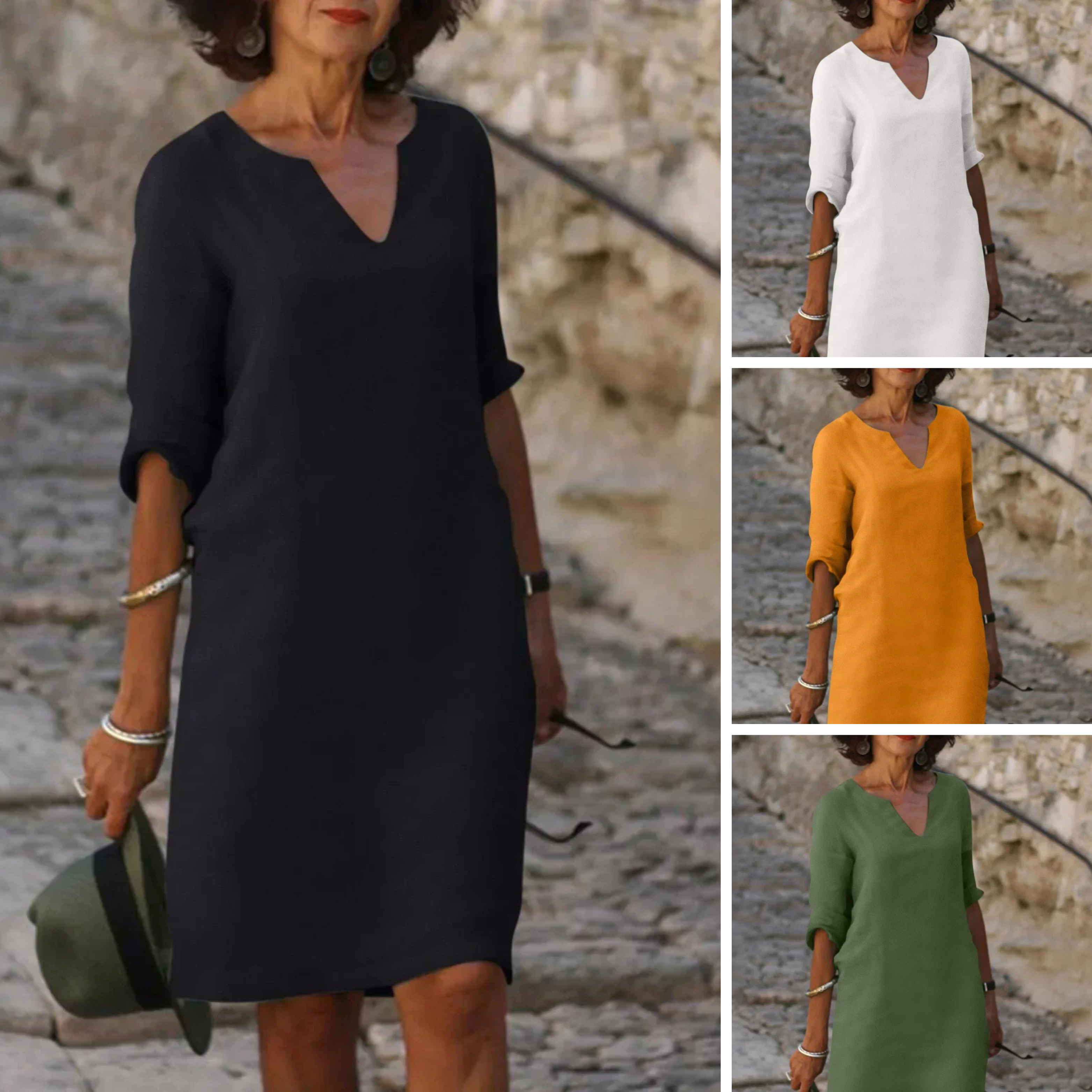 Lola - Relaxed V-Neck Dress