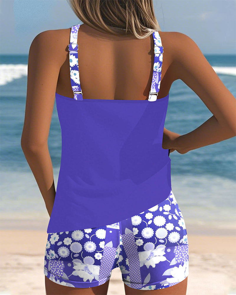 Lynne - Floral Print Two-Piece Swim Set