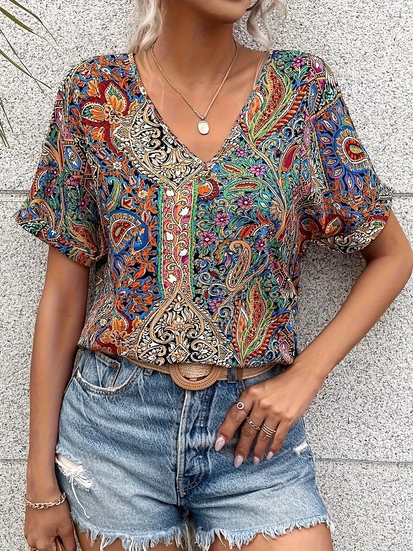 Sara | Moonlit V-Neck Blouse