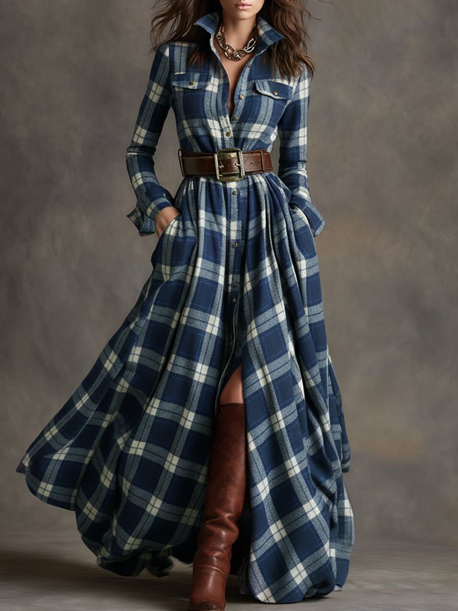 Harper™ | Maxi Checked Shirt Dress