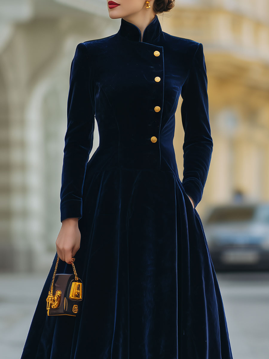 Natalia | A-Line Dress Featuring Elegant Gold Accents