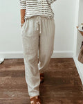Emily - Moonlight Beige Drawstring Trousers
