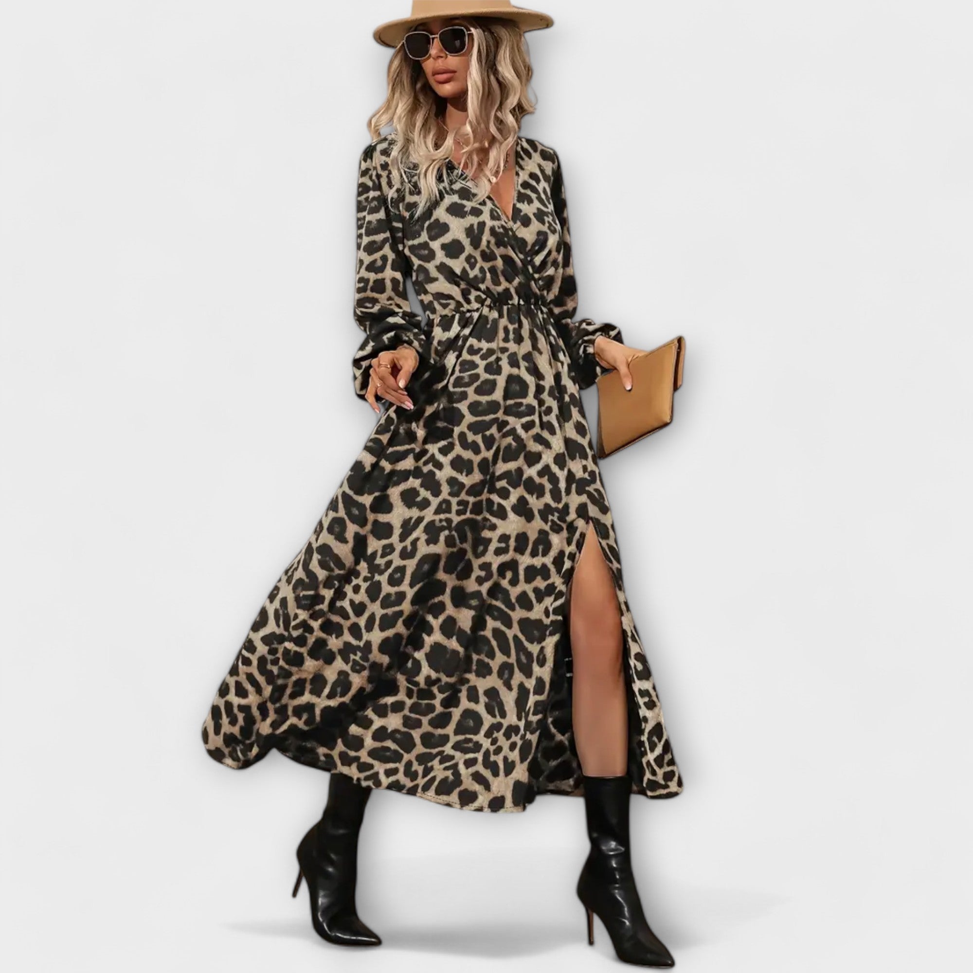 Natalie - Stylish Dress with Leopard Print